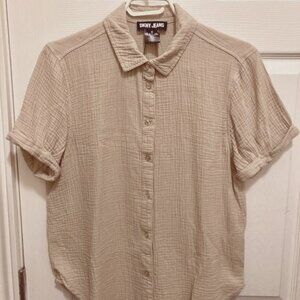 Like New Women Short Sleeve Blouse in Beige by DKNY Jeans, size M